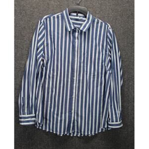 GAP Women’s XL Blue & White Striped Boyfriend Button Down Shirt NEW